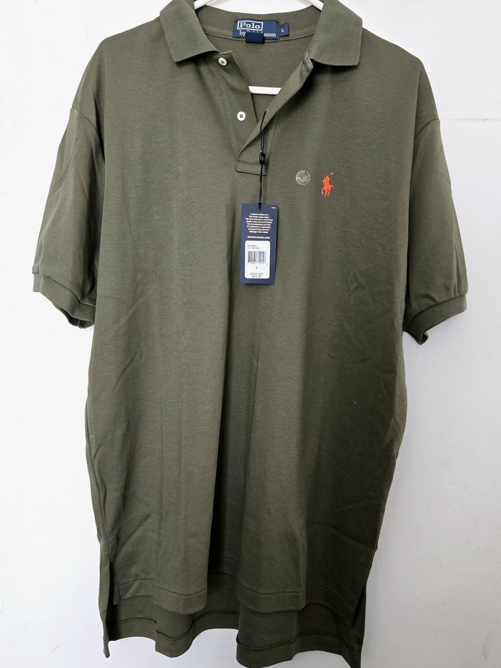 Polo by Ralph Lauren Olive Green Short-Sleeve Polo with Orange Pony Logo